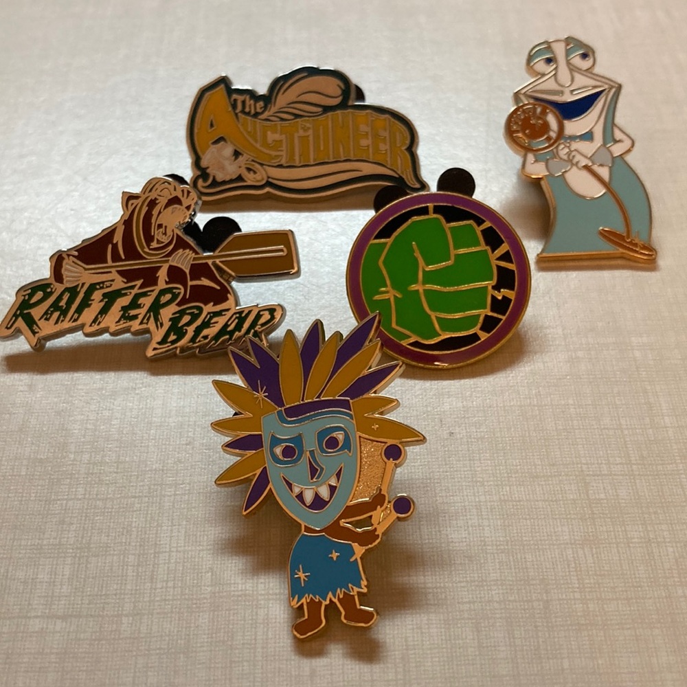 Disney Trading Pins - set of 5 - Hulk, Rafter Bear, 50th Anniversary, etc.